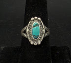Vintage Handmade Turquoise Sterling Silver Ring - Size 7.5