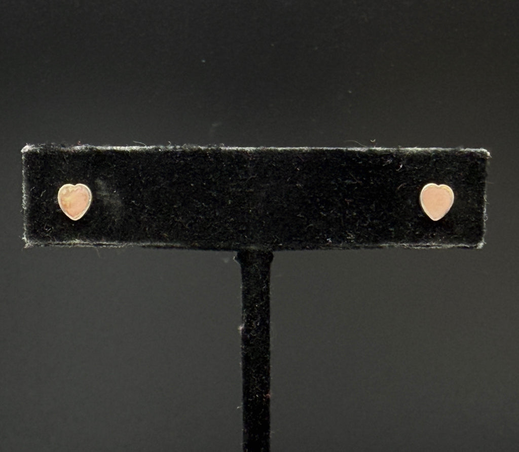 Vintage Pink Mother of Pearl Sterling Silver Heart Stud Earrings