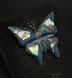 Vintage Handmade Alpaca and Abalone Shell Butterfly Brooch