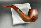G.F.B. - Antique "Imperial" Bent Egg Pipe with Sterling Band, Amber Stem, Leather Case
