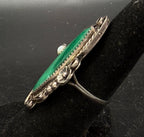 Vintage Malachite Sterling Silver Handmade Ring - Size 7