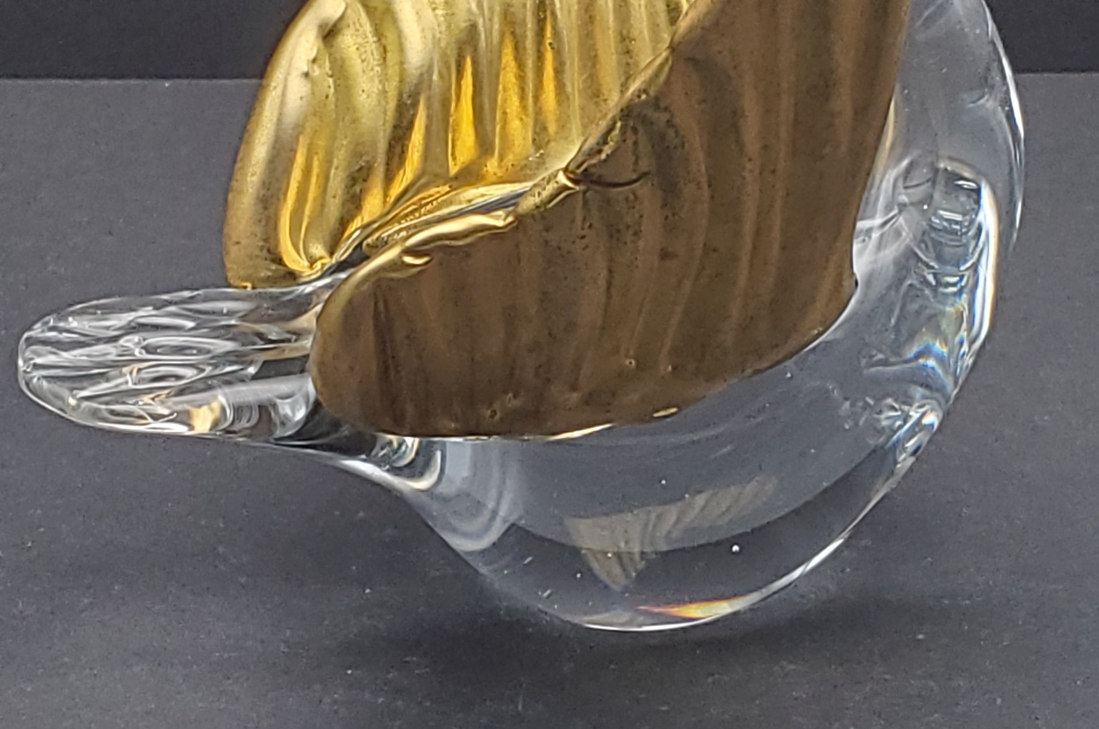 Vintage Gilded Wings Glass Swan Figurine