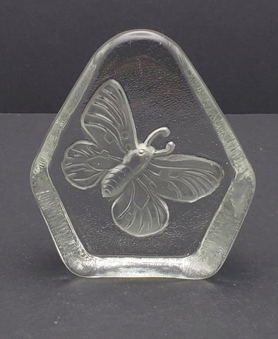 Vintage Glass Three Dimensional Plaque of a Moth