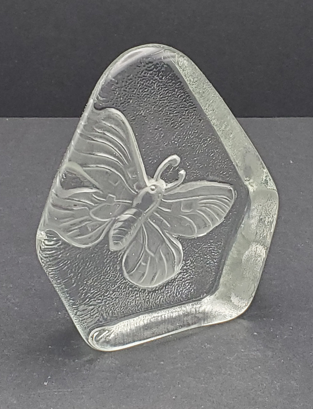Vintage Glass Three Dimensional Plaque of a Moth