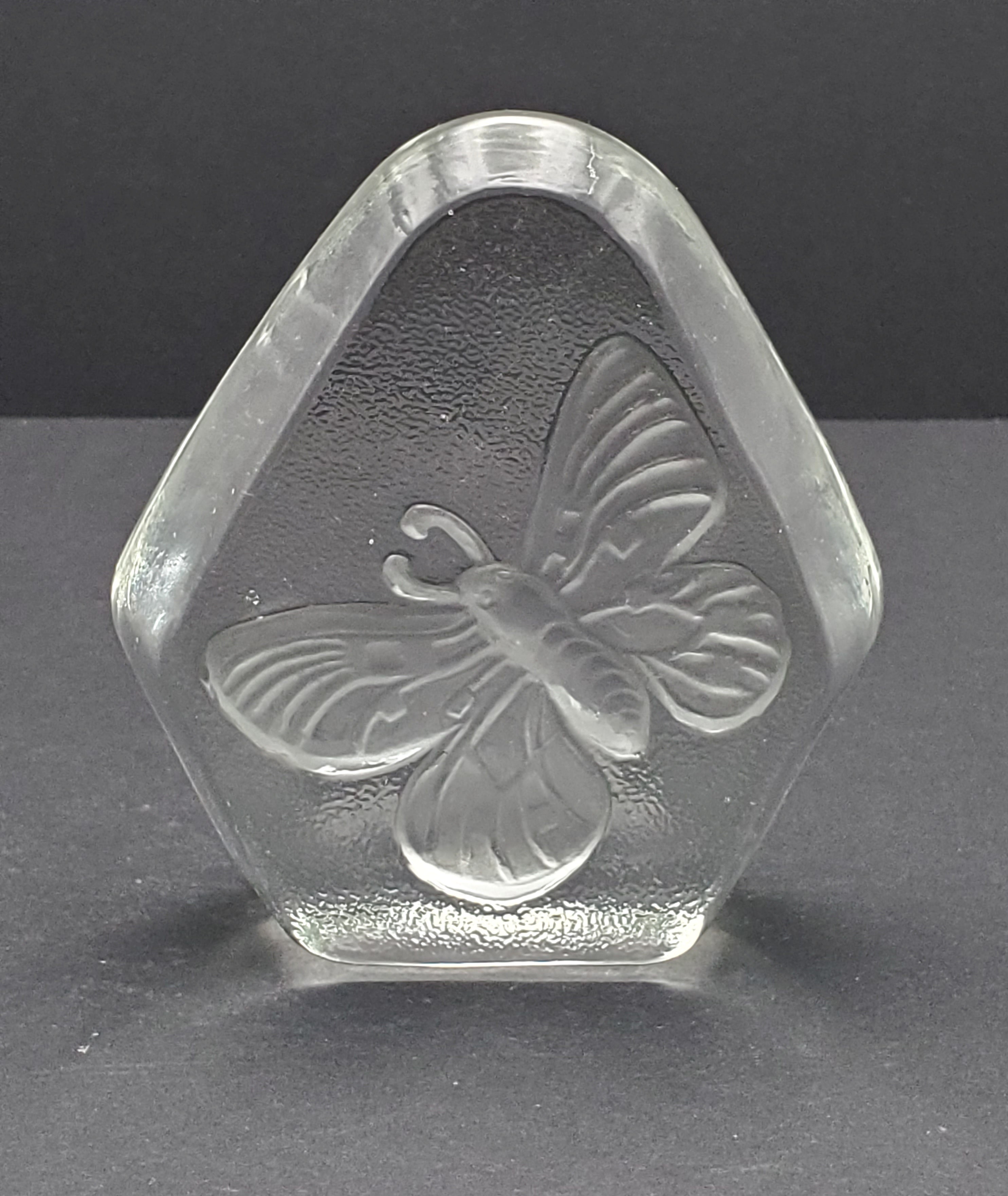 Vintage Glass Three Dimensional Plaque of a Moth
