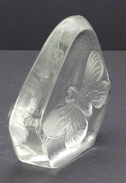 Vintage Glass Three Dimensional Plaque of a Moth