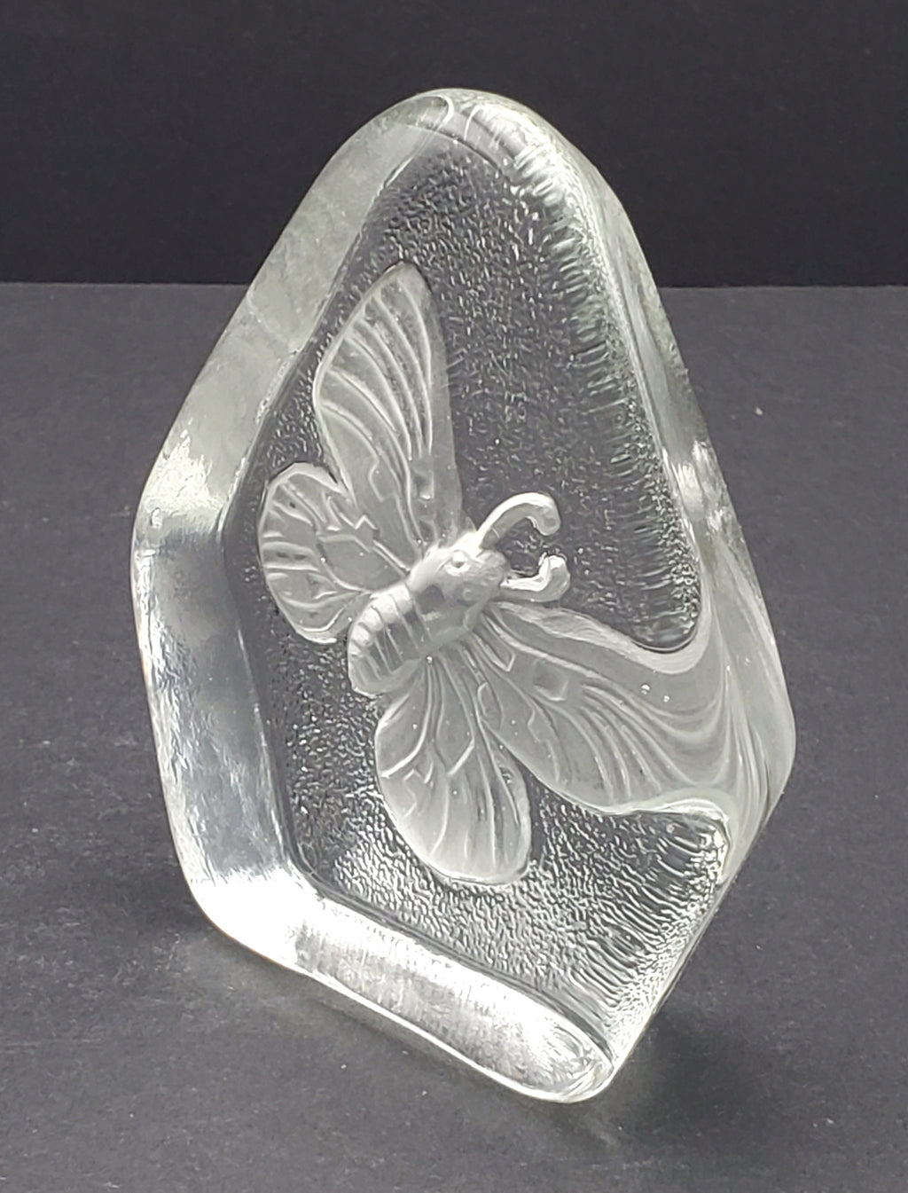 Vintage Glass Three Dimensional Plaque of a Moth