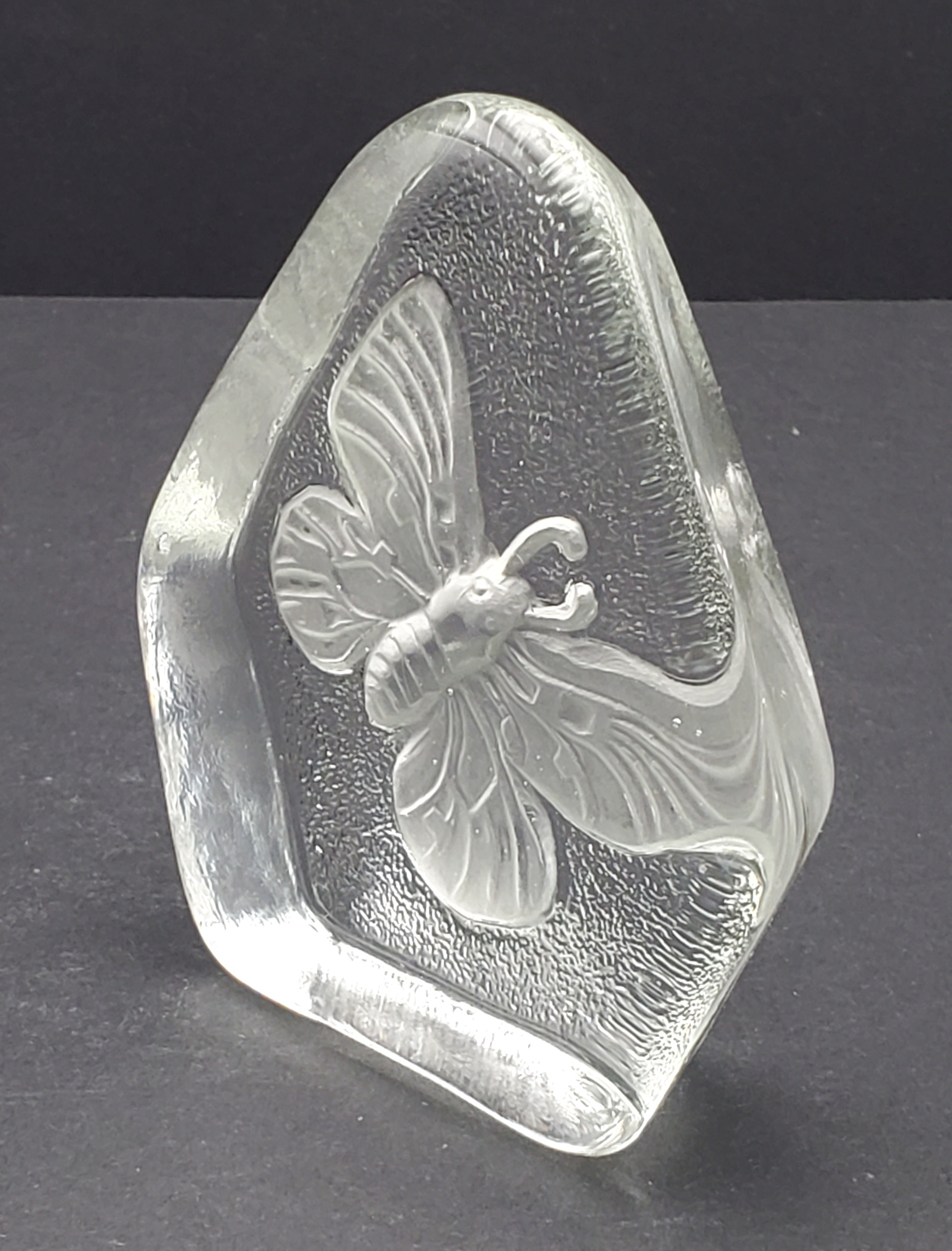 Vintage Glass Three Dimensional Plaque of a Moth