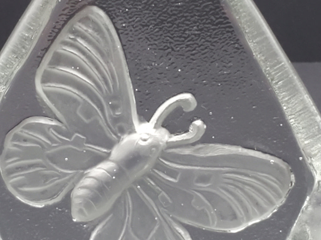 Vintage Glass Three Dimensional Plaque of a Moth