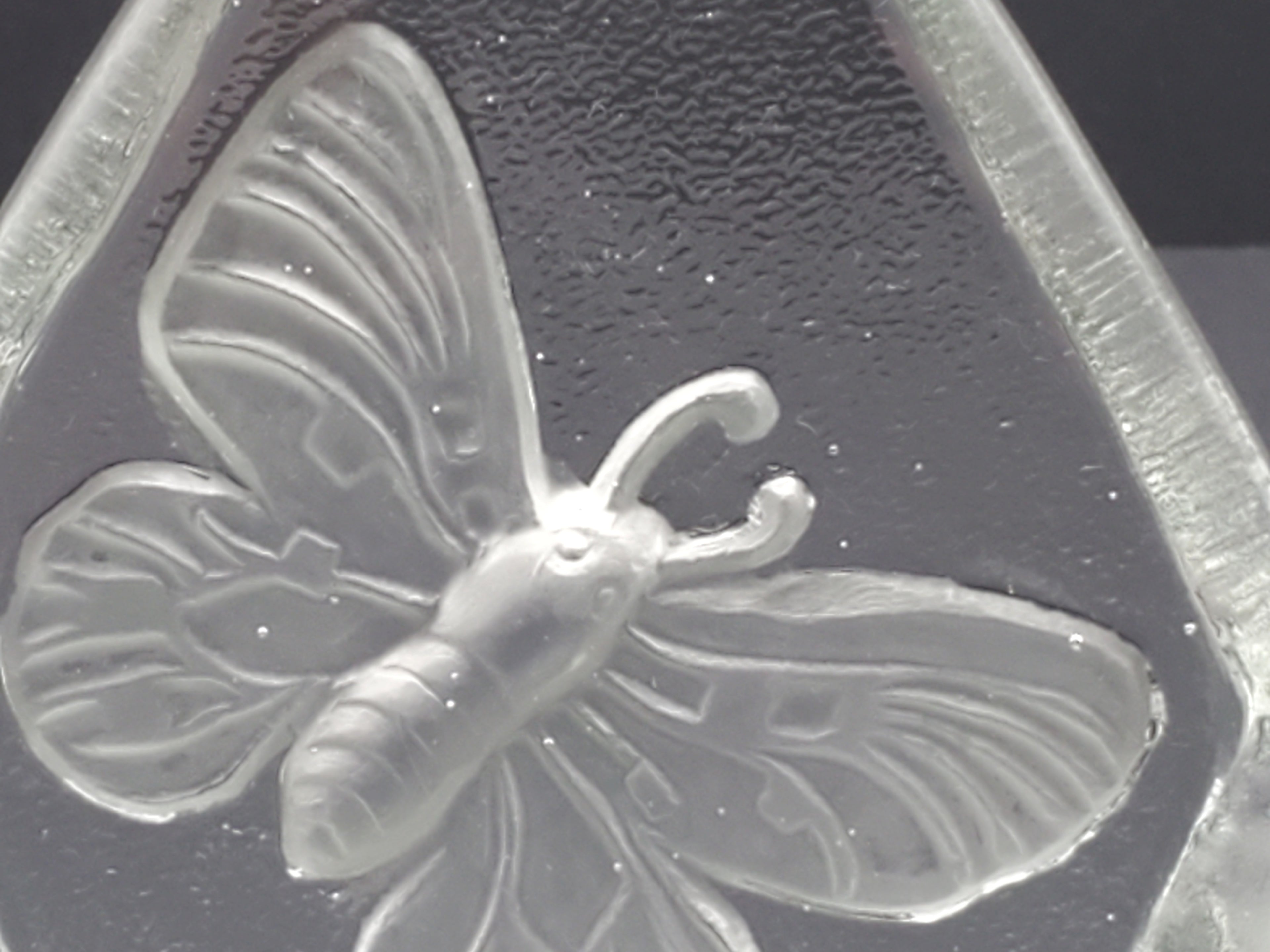 Vintage Glass Three Dimensional Plaque of a Moth