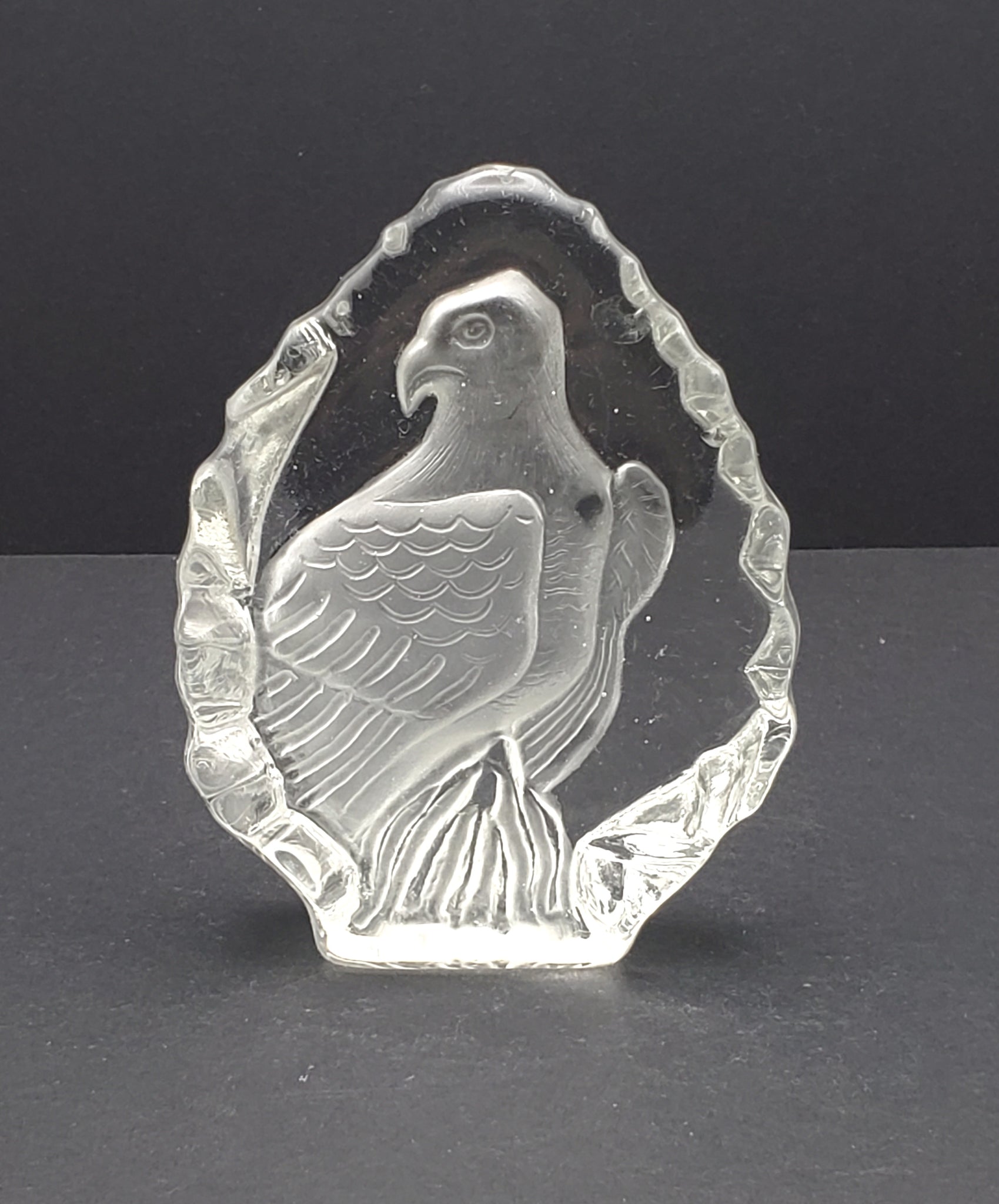Vintage Glass Three Dimensional Plaque of an Eagle