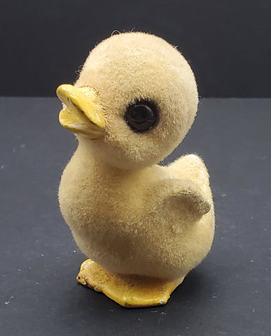 Vintage Flocked Ceramic Duckling Figurine