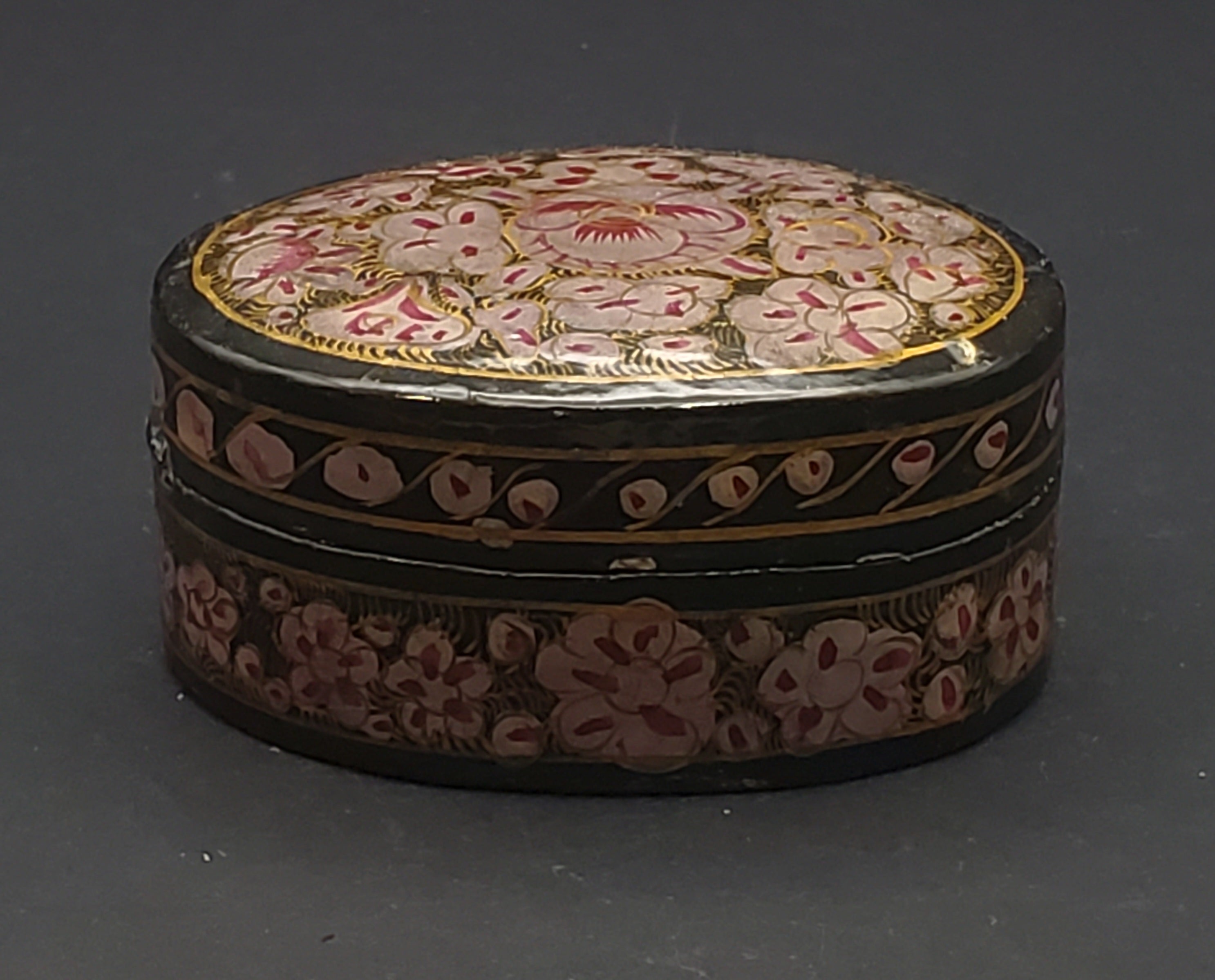 Hand Painted Oval Wooden Box