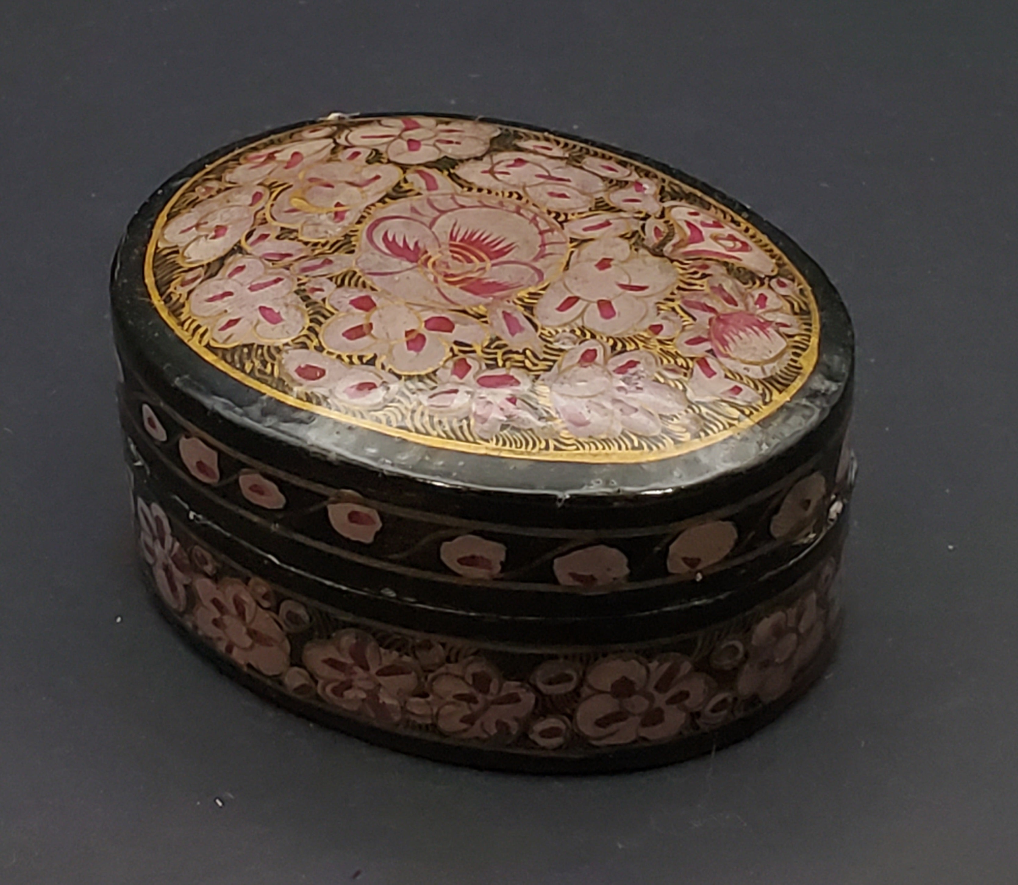 Hand Painted Oval Wooden Box
