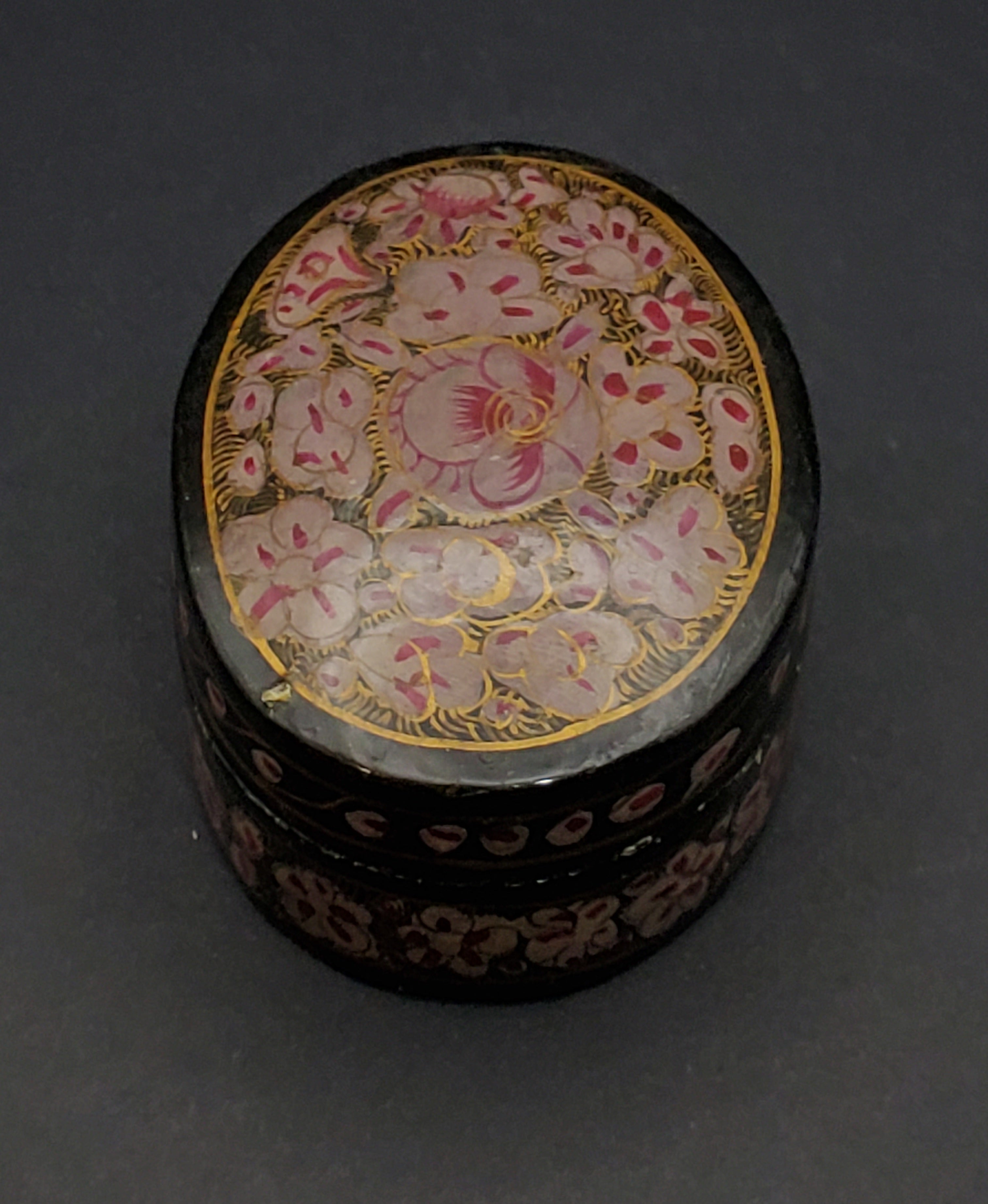 Hand Painted Oval Wooden Box