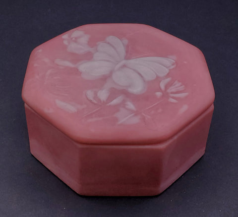 Octagonal Incolay Butterfly Motif Trinket Box
