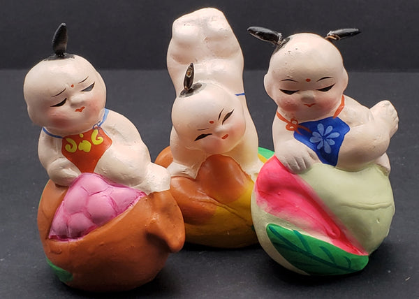Vintage Set of Three Hand Painted Ceramic Figurines