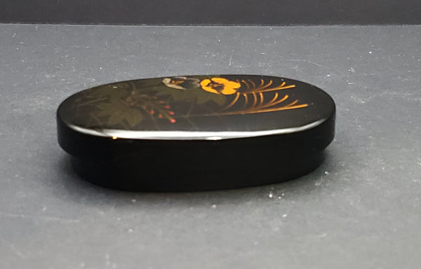 Vintage Oval Lacquer Hand Painted Box