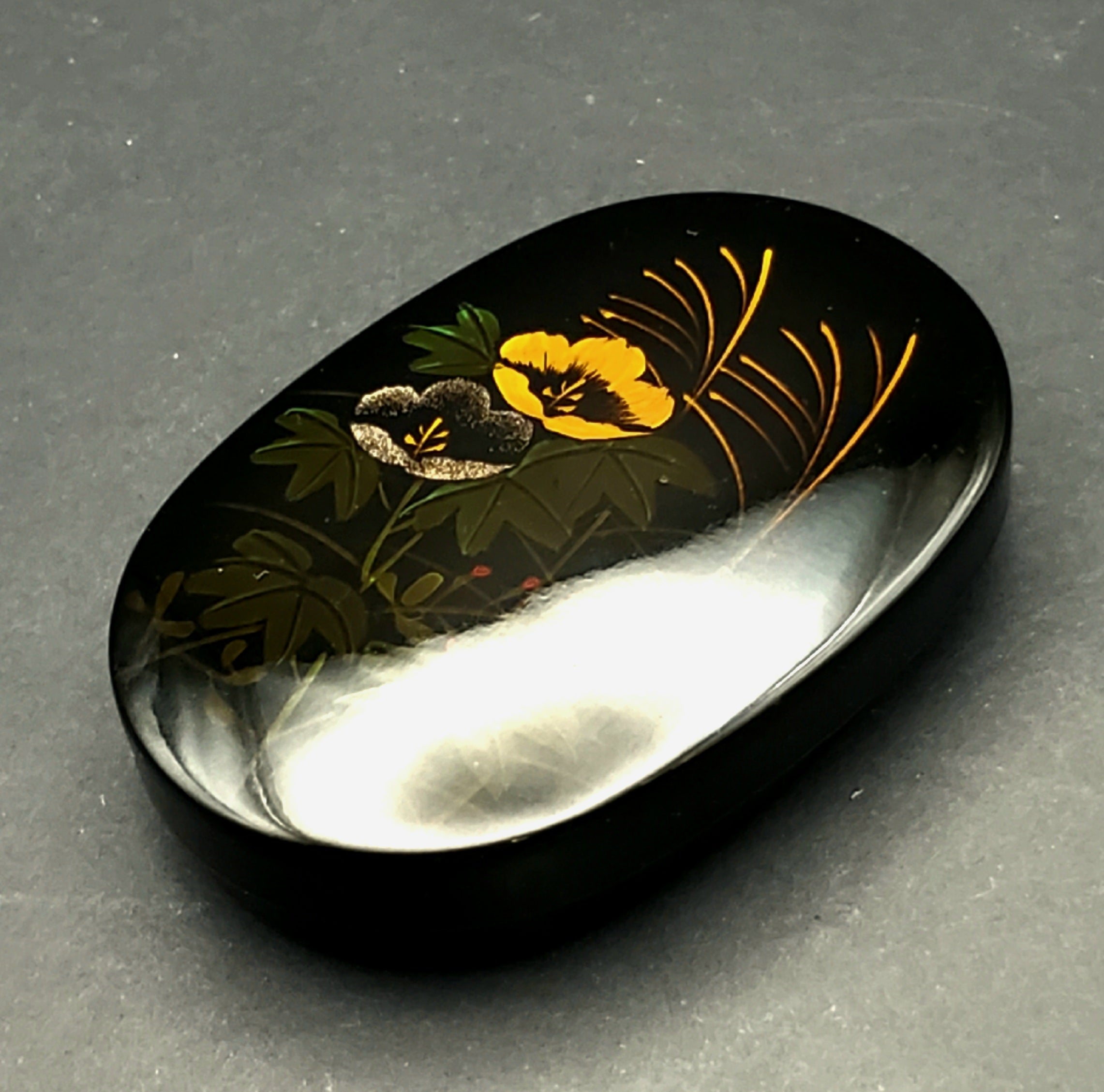 Vintage Oval Lacquer Hand Painted Box