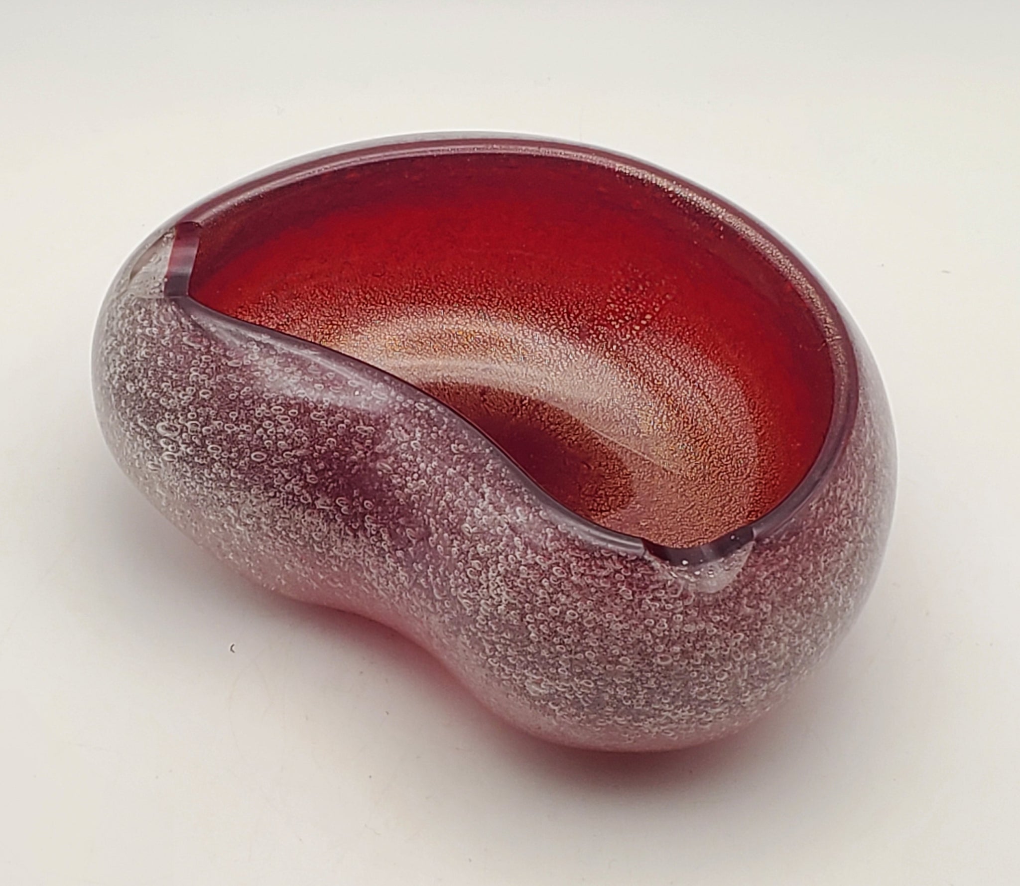 Vintage Blown Glass Kidney Bean Mid-Century Ashtray