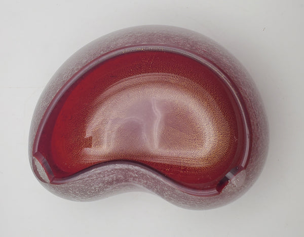 Vintage Blown Glass Kidney Bean Mid-Century Ashtray
