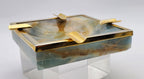 Vintage Blue Banded Calcite "Onyx" and Brass Ashtray