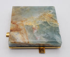 Vintage Blue Banded Calcite "Onyx" and Brass Ashtray
