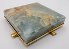 Vintage Blue Banded Calcite "Onyx" and Brass Ashtray