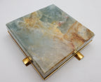 Vintage Blue Banded Calcite "Onyx" and Brass Ashtray