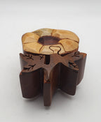 Vintage Handmade Wooden Flower Puzzle Box