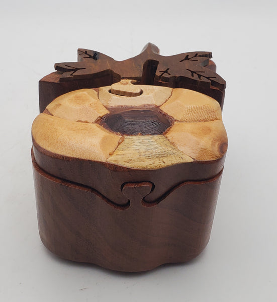 Vintage Handmade Wooden Flower Puzzle Box