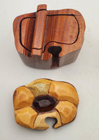 Vintage Handmade Wooden Flower Puzzle Box