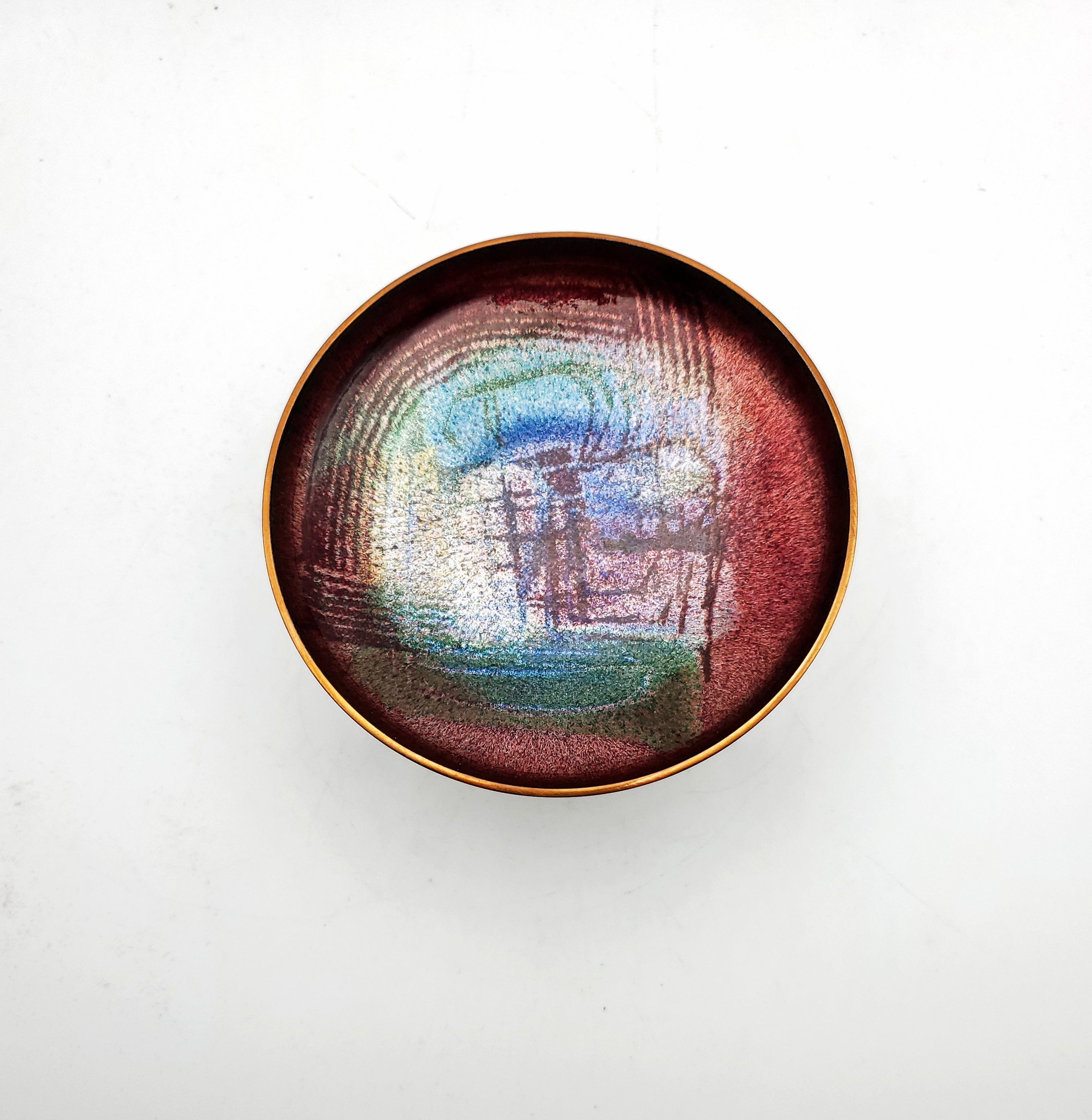 Hakon Bjørnstad - Vintage Enamel on Copper Mid Century Scandinavian Decorative Dish