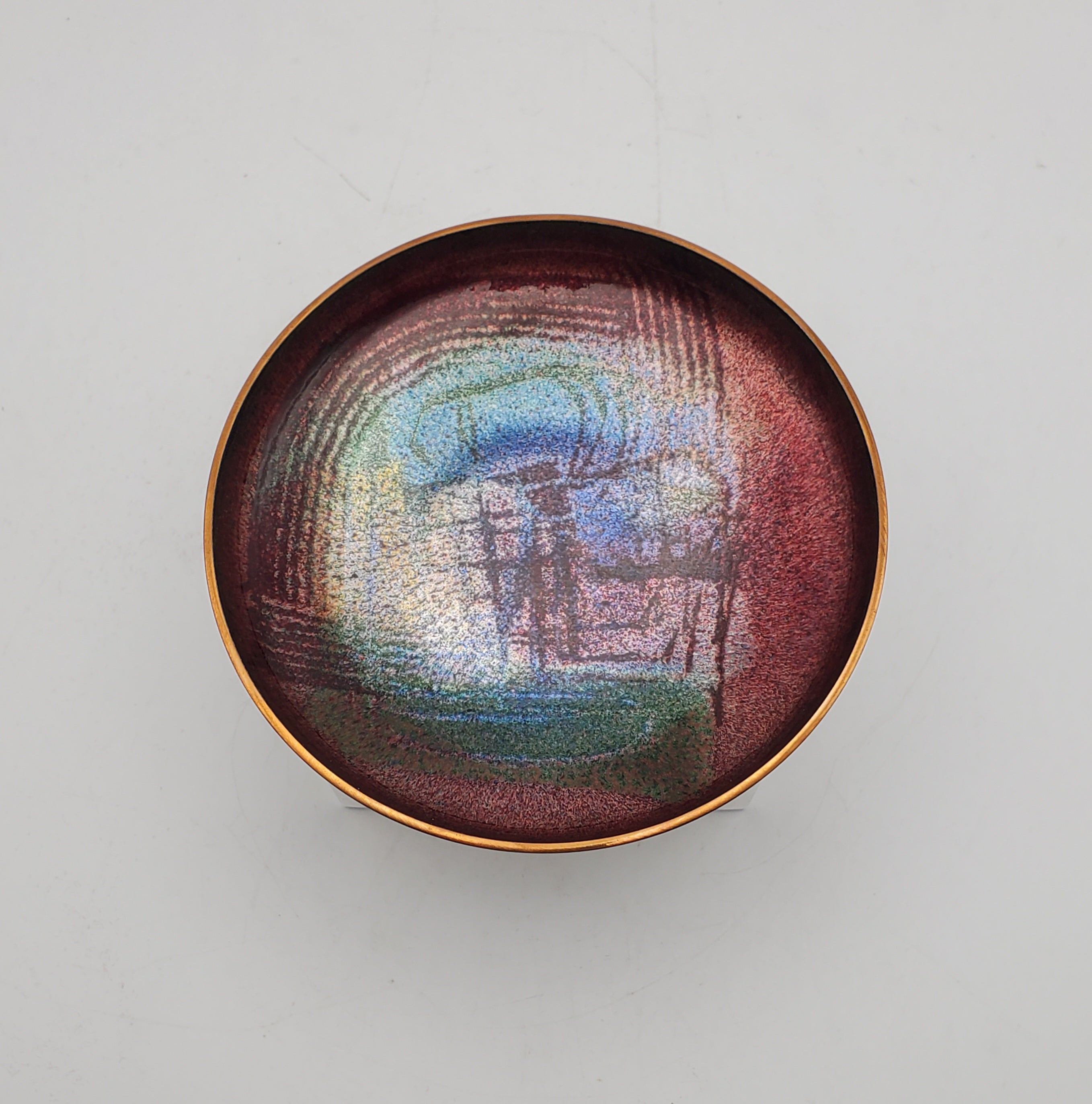 Hakon Bjørnstad - Vintage Enamel on Copper Mid Century Scandinavian Decorative Dish