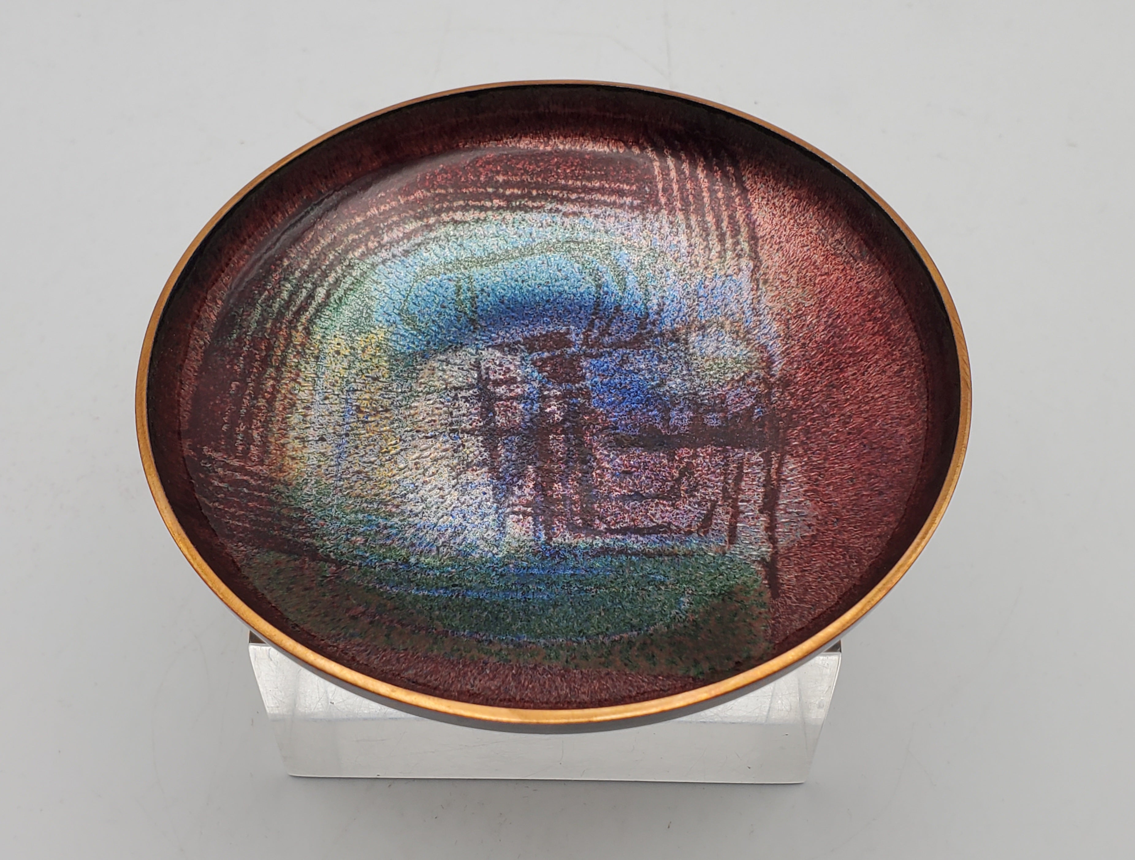 Hakon Bjørnstad - Vintage Enamel on Copper Mid Century Scandinavian Decorative Dish