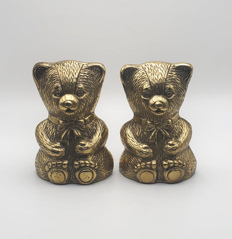 Vintage Brass Teddy Bear Bookends