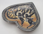 Hand Carved Hand Painted Stone Elephant Heart Shaped Bowl