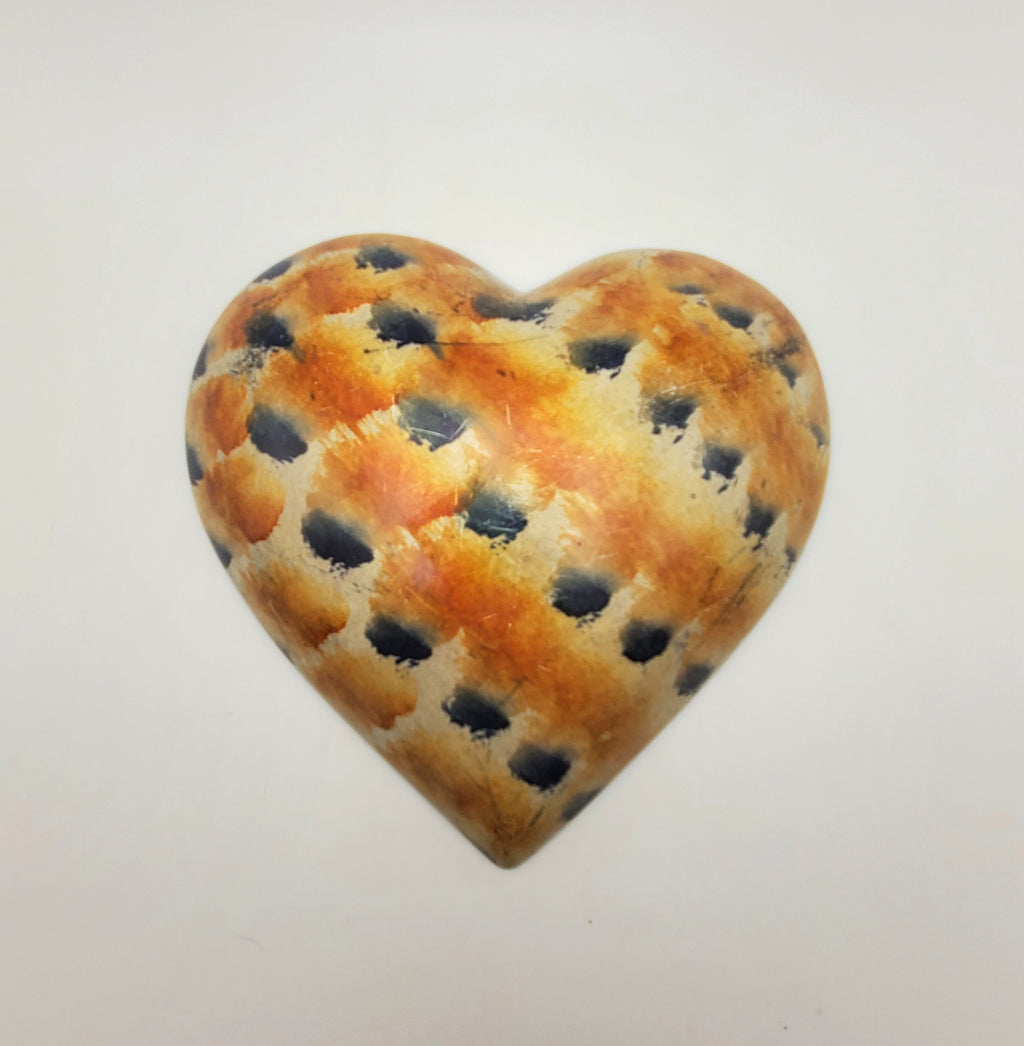 Hand Carved Hand Painted Stone Elephant Heart Shaped Bowl