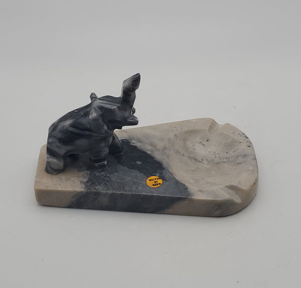 Vintage Carved Stone Elephant Ashtray