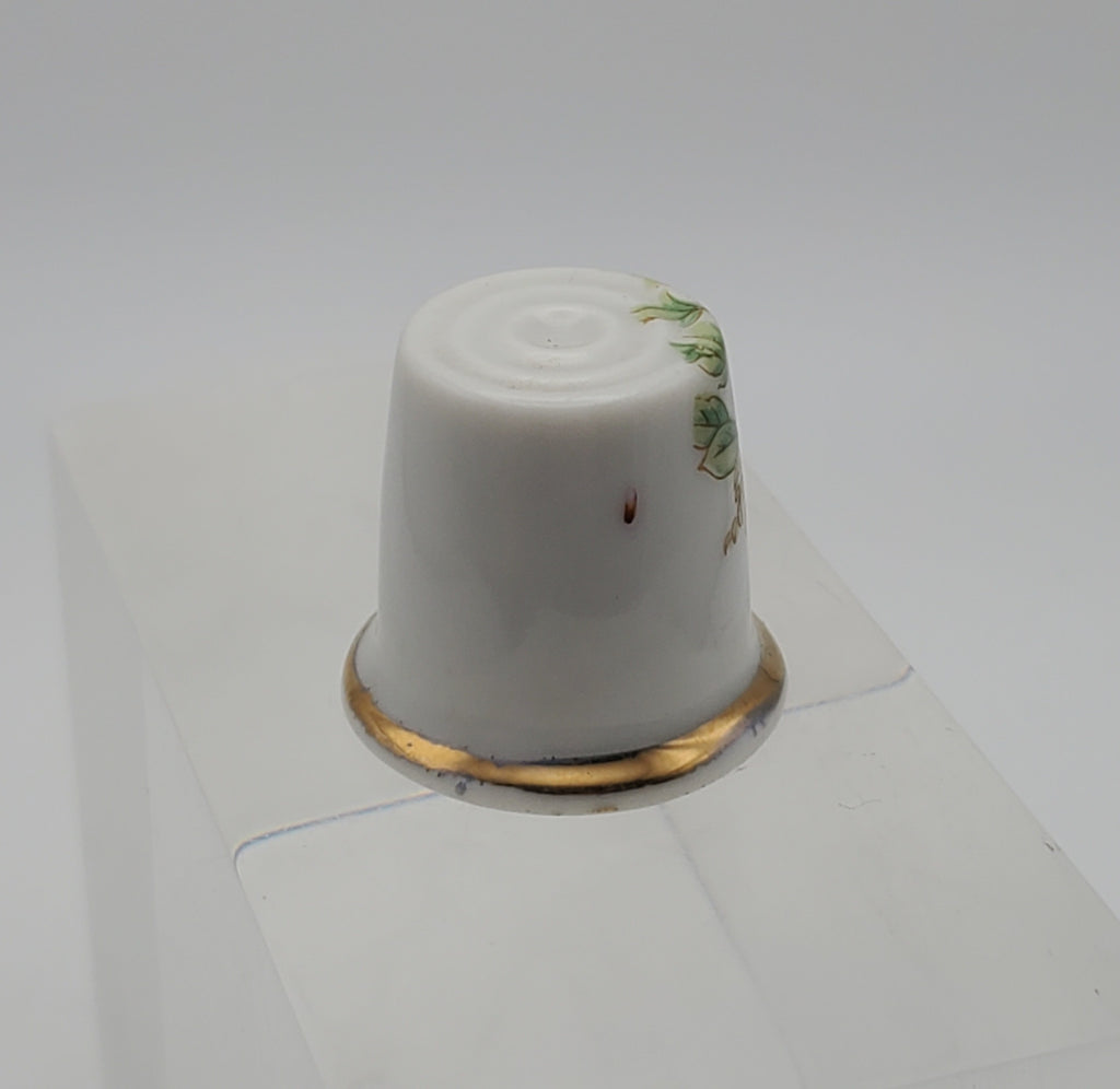 Vintage Ceramic Thimble with Floral Decoration
