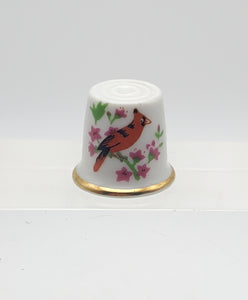 Vintage Ceramic Thimble with Cardinal Decoration