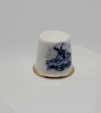 Vintage Ceramic Thimble with Windmill Scene