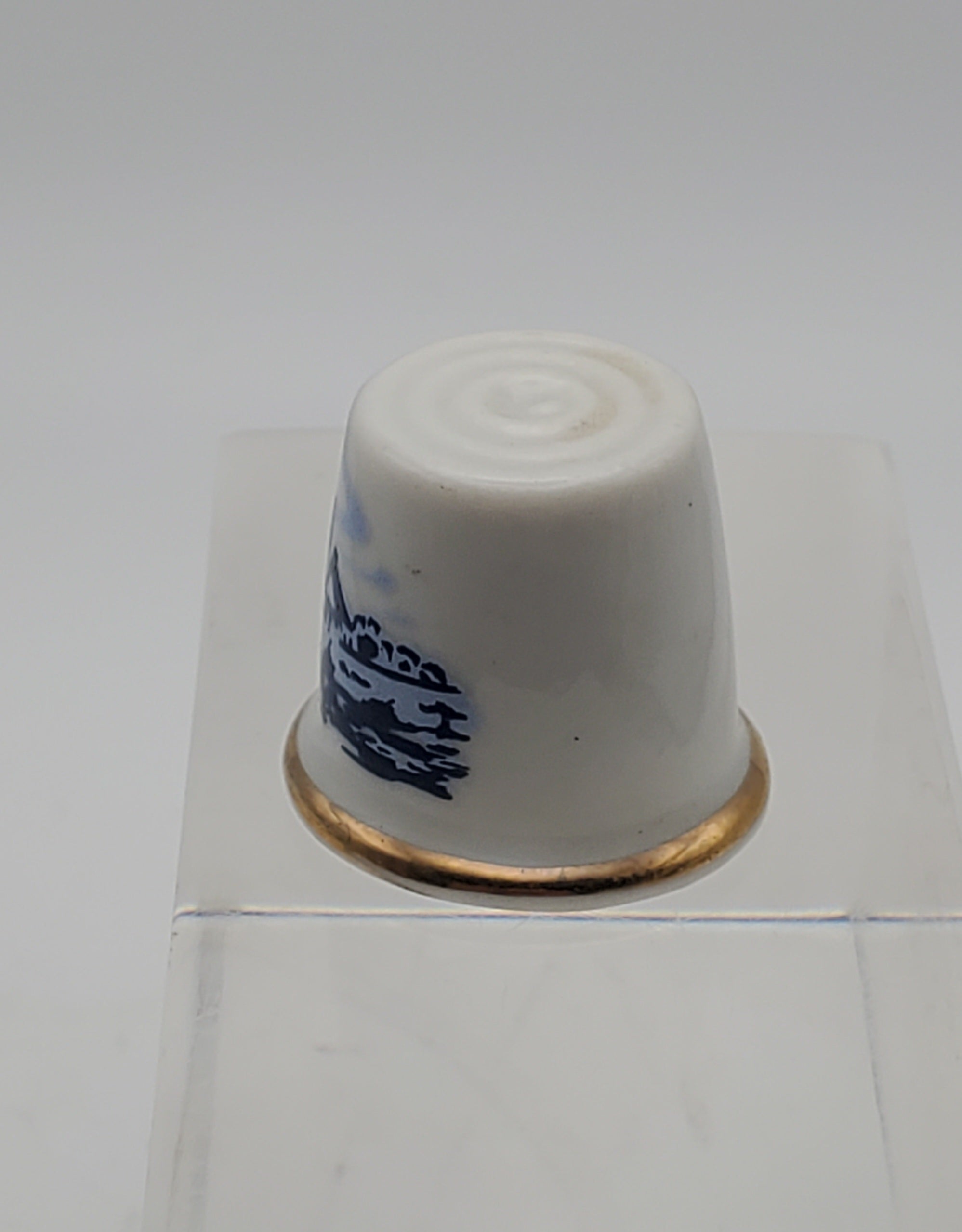 Vintage Ceramic Thimble with Windmill Scene