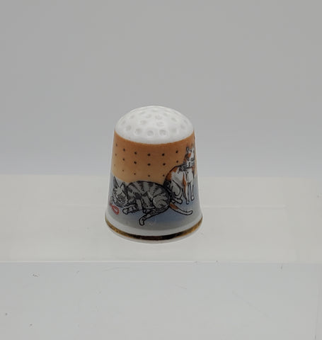 Vintage Ceramic Cats with Yarn Thimble