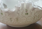 Fenton - Vintage Nancy Long Hand Painted Milk Glass Ruffled Bowl