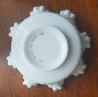 Fenton - Vintage Nancy Long Hand Painted Milk Glass Ruffled Bowl