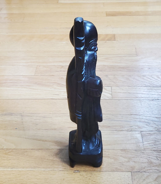 Vintage Carved Wood Shouxing Figure Sculpture