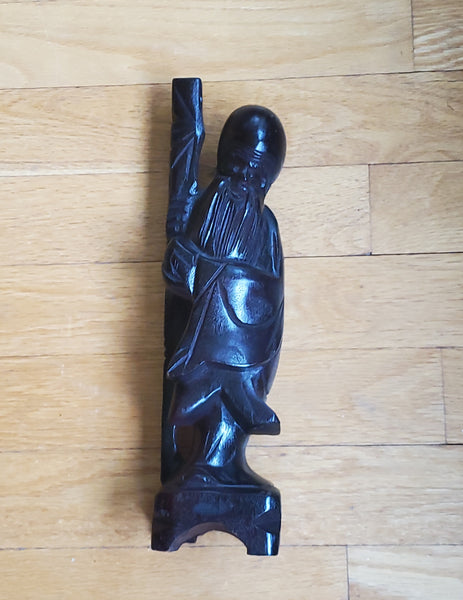 Vintage Carved Wood Shouxing Figure Sculpture