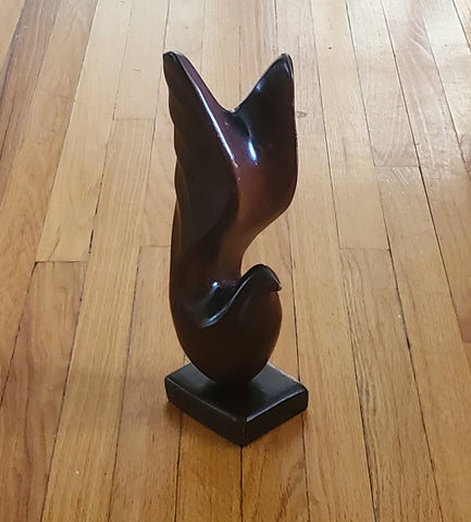 Vintage Hand Carved Wood Abstract Bird Sculpture