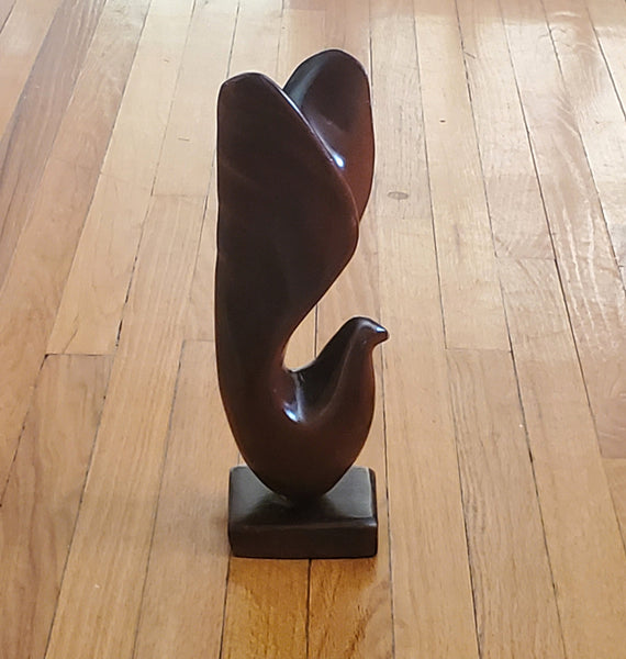 Vintage Hand Carved Wood Abstract Bird Sculpture